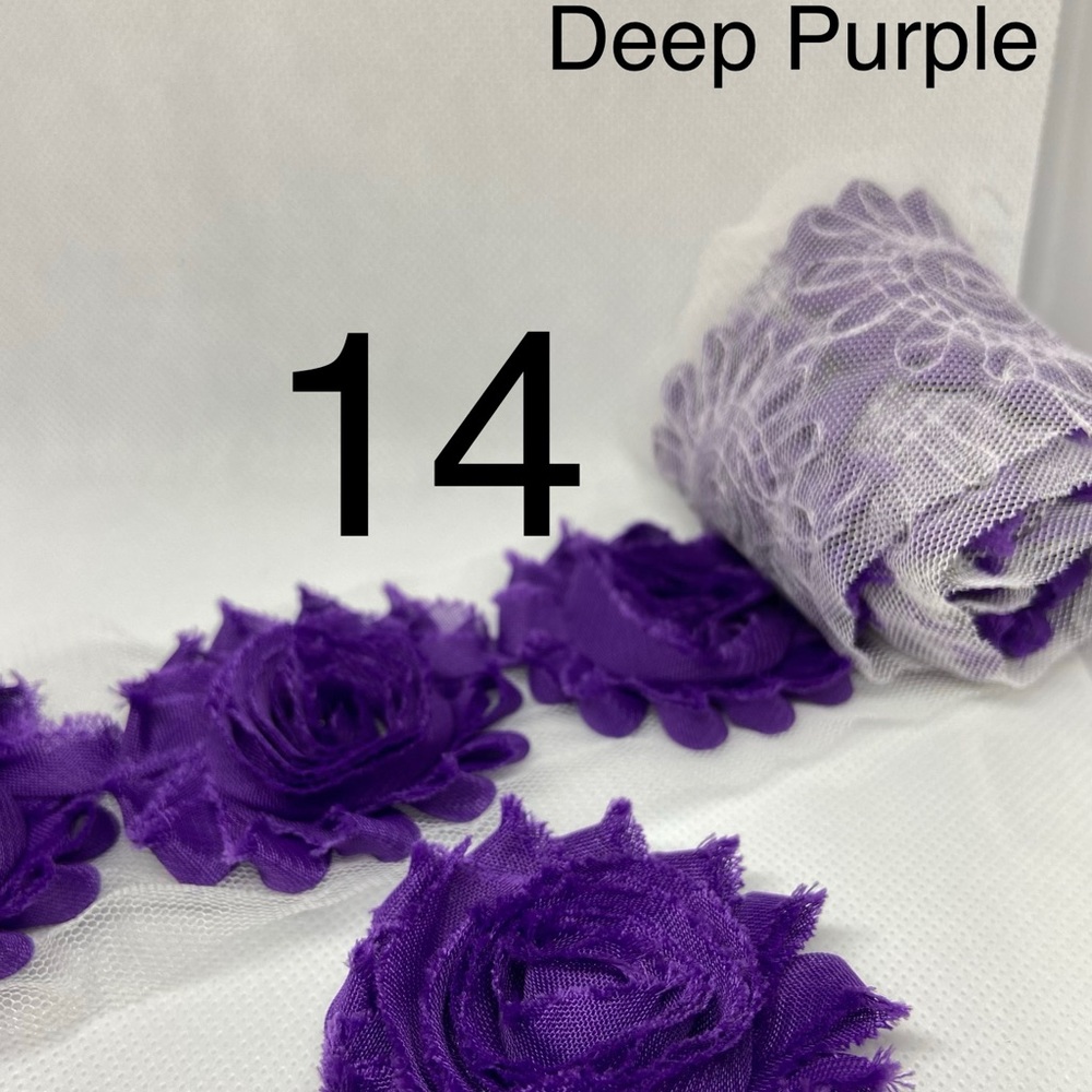 Lot of 14 Deep Purple shabby flowers NEW DIY